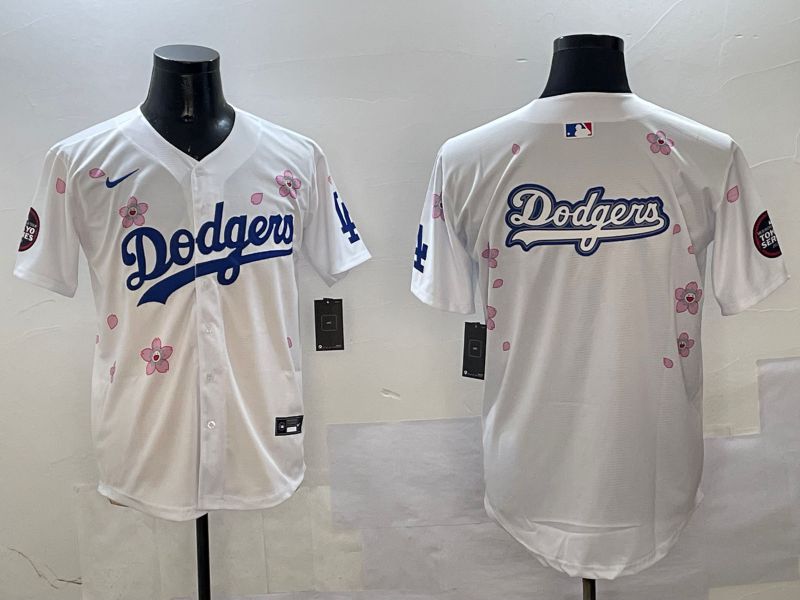 Men Los Angeles Dodgers Blank White Sakura Edition 2025 Nike MLB Jersey style 13